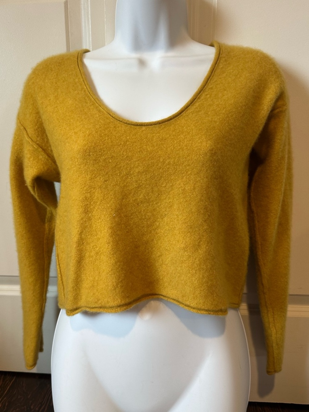 Free People Cropped Scoop Neck Sweater in Mustard